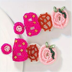 PINK BOO HALLOWEEN beaded handmade rice seed bead rhinestone
